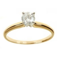 Arista Carat T. W. okrugli bijeli dijamant pasijans prsten od 14k žutog zlata