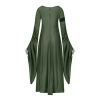 Jerdarske ljetne haljine za žene modni casual okrugli vrat haljina dugih rukava od tiskane haljine duge