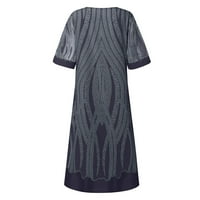 Haljine za žene a-Line srednje dužine štampane modne haljine na plaži Black s