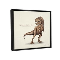 Stupell Edukativni T-Re Dinosaurus Životinje I Insekti Slikarstvo Crni Plutač Uokvireni Art Print Wall