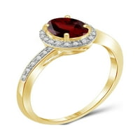 JewelersClub Garnet Prsten Nakit-1. Karatni granat 14k zlato preko srebrnog prstena nakit sa bijelim dijamantskim