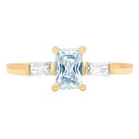 0.8 ct smaragdno rezano plavo simulirani dijamant 18k žuto zlato godišnjica angažmana kameni prsten veličina