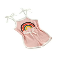 Ljetni set odjeće za djevojčice za malu djecu Rainbow Romper remen za vezivanje Halter kombinezon bodi