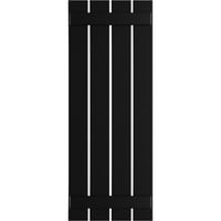 Ekena Millwork 23 W 43 H True Fit PVC četvero ploča raspoređena ploča-N-letve rolete, Crne