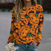 Gotyou ženski Hallo-ween Print pulover, džemperi s printom bundeve dugi rukavi majice tunike za tajice