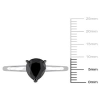 Carat T.W. Black Diamond 14KT bijeli zlatni suzarki crni rodijumski pozicionirani prsten za angažman