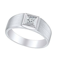 Bijeli prirodni dijamantski muškarac godišnjica vjenčanja prsten za prsten 14K čvrsto bijelo zlato Veličina-10
