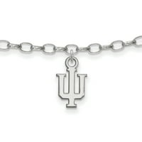 Logoart Sterling Silver Rodium-plated Indiana University Anklet