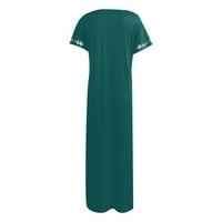 Ženske haljine V-izrez Čvrsta a-linija Dužina gležnja Ležerne ljetne kratkih rukava Green S