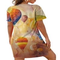 Sanviglor ženske majice Dress Crew Neck Sundress Balloon Print Mini haljine Casual Beach XL
