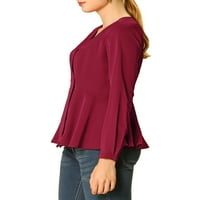 Jedinstveni Bargains ženski Vintage V izrez Dugi rukav Peplum bluza Top