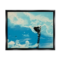 Stupell Industries penjačke ljestvice u oblake koncept grafička Umjetnost Jet crna plutajuća uokvirena