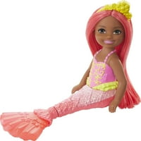 Barbie Dreamtopia Chelsea sirena Mala lutka i dodatna oprema, kosa i rep kolalne boje