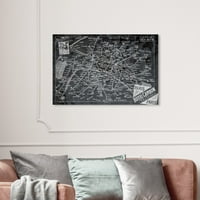Wynwood Studio Maps and Flags Wall Art Canvas Prints 'Metro Map of Paris Dark Rustic' zastave Evropskih