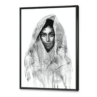 Designart 'crno-bijeli portret mlade Indijke I' moderni uramljeni platneni zidni umjetnički Print