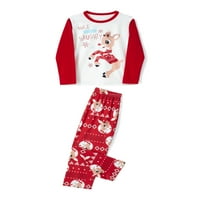 Božićne pidžame za obitelj, dugih rukava okrugli vrat ELK tisak TOPS pantalone za odrasle djece
