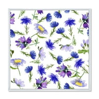 Designart 'Blue Wildflowers with Leaves III' tradicionalni uramljeni platneni zidni umjetnički Print