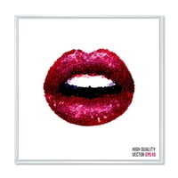 Designart 'Sexy Red Girl Lips' Moderni Uramljeni Platneni Zidni Umjetnički Print