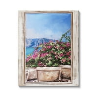 Stupell Industries kroz pogled na prozor Primorski cvjetnjak scena slika Galerija umotano platno Print