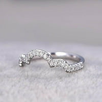0. Karatni prsten vjenčani prsten vjenčani prsten zakrivljeni dizajn sa Moissanite Diamonds prsten za