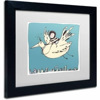 Zaštitni znak likovne umjetnosti Boy on ptice platna umjetnost Carla Martell, bijela mat, crni okvir