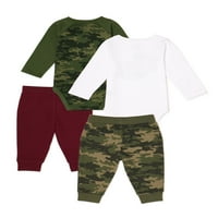 Garanimals Baby Boy Dugi rukav Bodysuit & Jogger Outfit Set, 4-komad